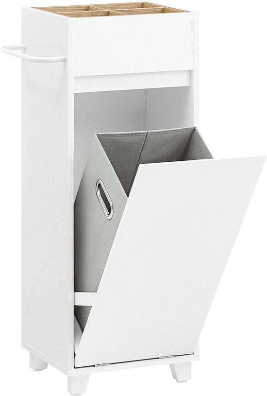 SoBuy BZR159-W Meuble de buanderie - Meuble de salle de bain blanc avec compartiments de rangement