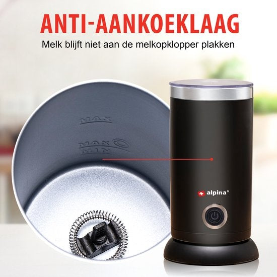 alpina Mousseur à lait électrique - 3 en 1 - 300ML - Noir