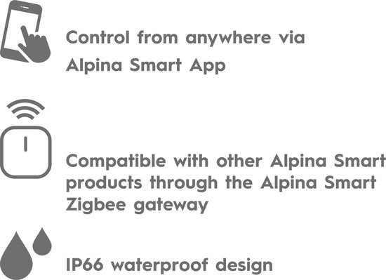 alpina Smart Home - Détecteur d'eau intelligent - Détection de fuites - Distance de détection de 90 m - Étanchéité IP66 - Capteur de fuites