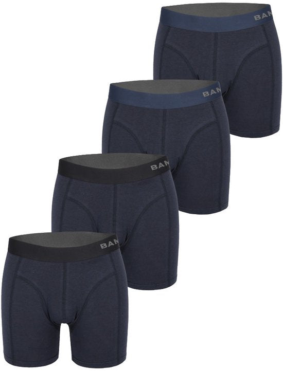 Bamboo Elements - Boxershorts Hommes - Bambou - 4 Pièces - Marine - Sous-vêtements Hommes - Sous-vêtements Hommes - Boxer - Boxershorts Bambou Pour Hommes