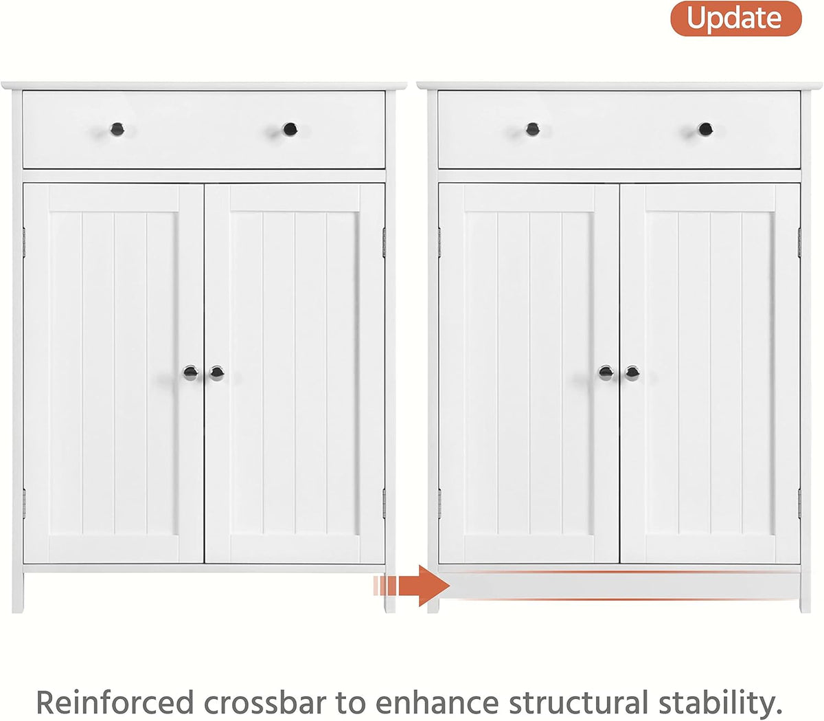 Armoire de salle de bain Yaheetech 60 x 30 x 80 cm - Blanche - 2 portes - Grand tiroir - Étagères réglables