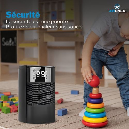 Aironex - Radiateur électrique - En céramique - 1000 W - Jusqu'à 20 m² - Noir