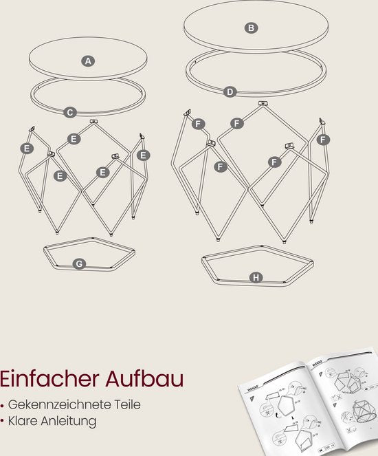 Set de 2 tables d'appoint - tables d'appoint - verre trempé - acier - léger - montage facile - design moderne - 50 cm x 40 cm x 40 cm et 40 cm x 36 cm x 36 cm