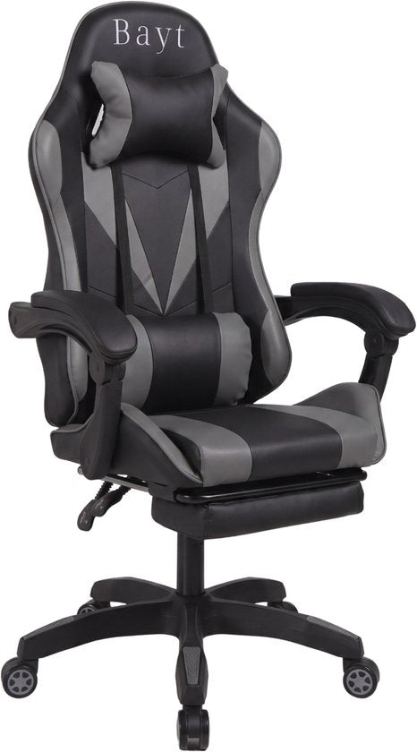 Fauteuil de gaming Bayt - Fauteuil de gaming - Fauteuil de bureau ergonomique - Réglable - Noir et gris