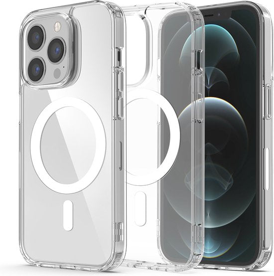 Podec Magsafe Case Suitable for iPhone 12 Pro Max - With 3x Screen Protector + 3x Camera Protector - Magnetic with Ring Transparent - Phone Case Transparent Case