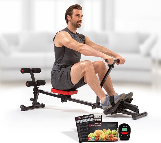 Kendox RowShaper - Rameur d'intérieur - Appareil de fitness pour l'entraînement cardio et de musculation - Rameur de fitness avec écran LCD pour l'entraînement à domicile - Capacité de charge maximale de 120 kg - Édition vente par correspondance