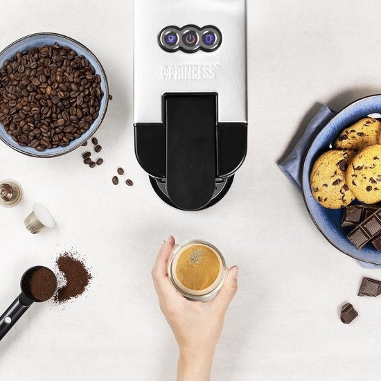 Princess 249450 Cafetière à filtre multi-capsules - Acier 4 en 1 - Convient pour plusieurs cafés