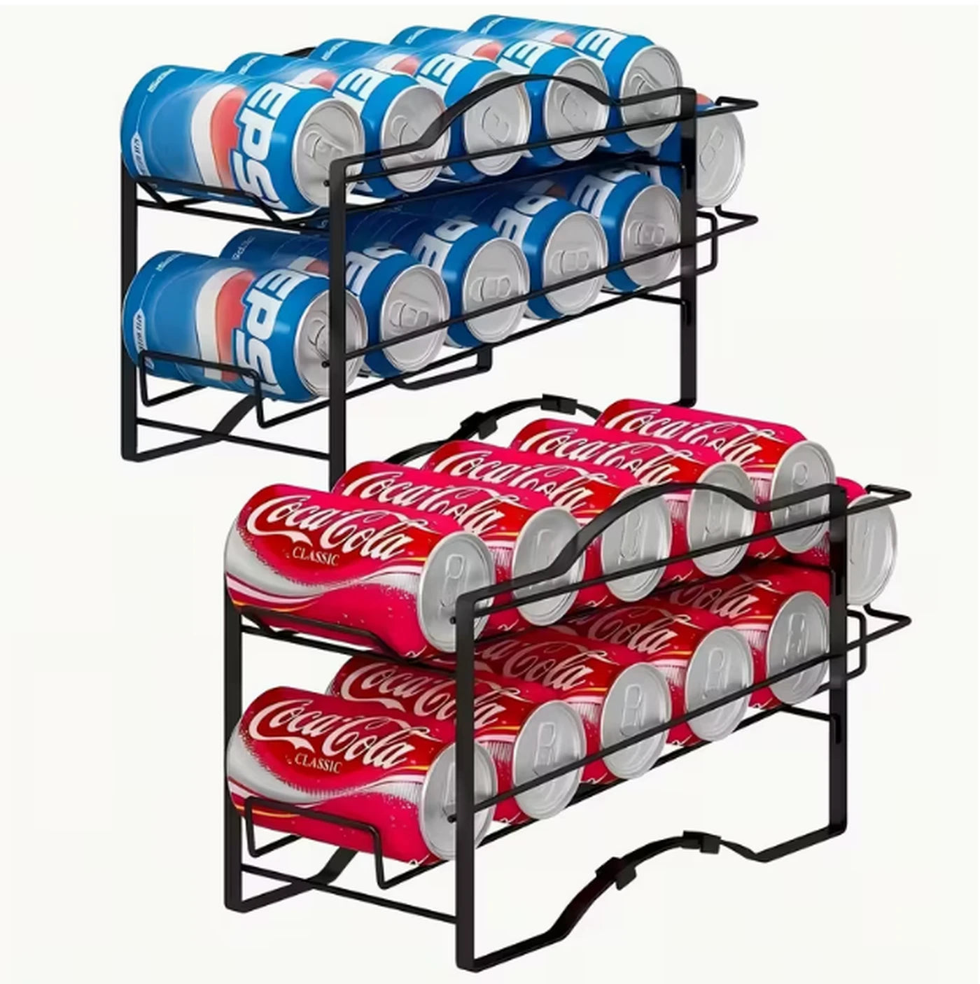 Ensemble de 2 étagères SRD pour Coca-Cola noir - Fer - Rangement de cuisine - Pour canettes et provisions