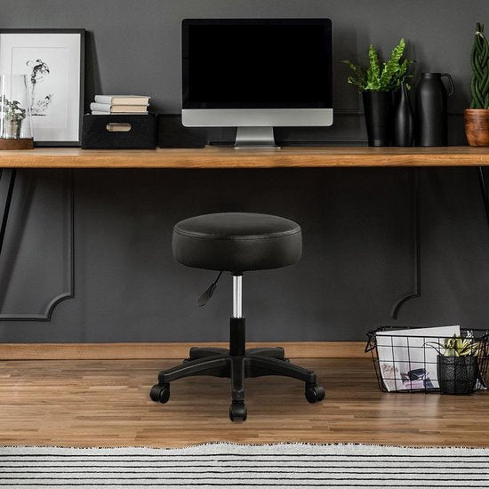 Casaria Tabouret pivotant réglable - Hauteur d'assise 46/60cm - 1 pièce Noir