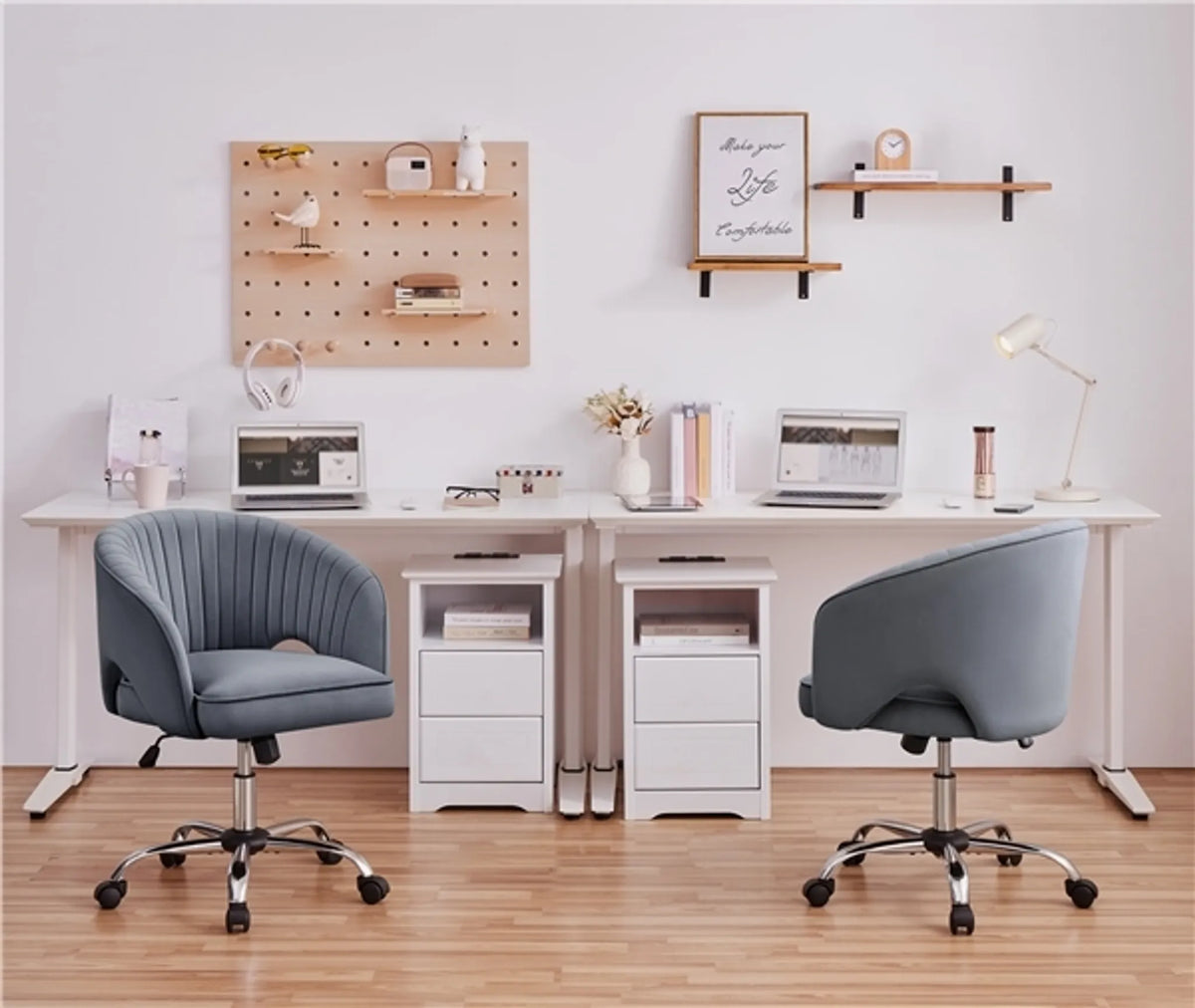 Yaheetech Fauteuil de bureau Fauteuil - 60 x 56,5 x 73-83 cm - rembourrage doux comme du velours, hauteur d'assise réglable et fonction relaxante - pour bureau et hall d'accueil - polyester gris foncé et métal