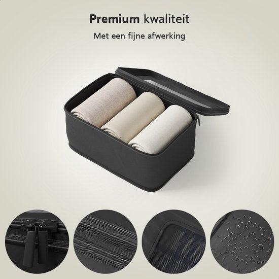 ONYX® cubes de compression - 5 pièces - Organiseurs de bagages avec zip de compression - Pour valises et sacs - Noir