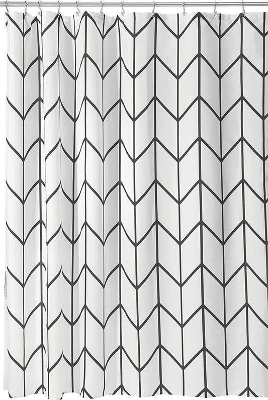 Rideau de douche Accessoires de salle de bains - Arête de poisson - Noir/Blanc- 180x200 cm