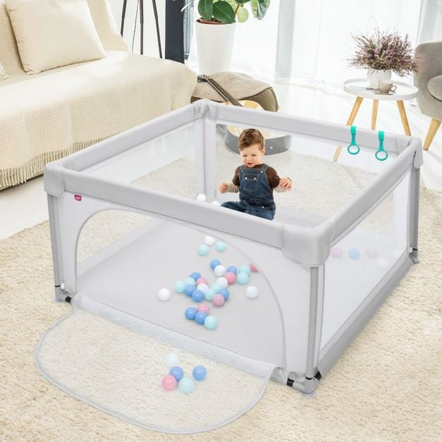 Parc pour bébés Grand parc pour enfants en bas âge avec 50 balles de jeu 120 x 120 x 68 cm Gris