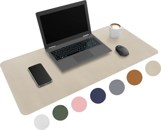 Sous main - WURK Professional Desk Pad Leatherette - Organisateur de bureau - Inclut un clip pour câble - Beige - 80x40