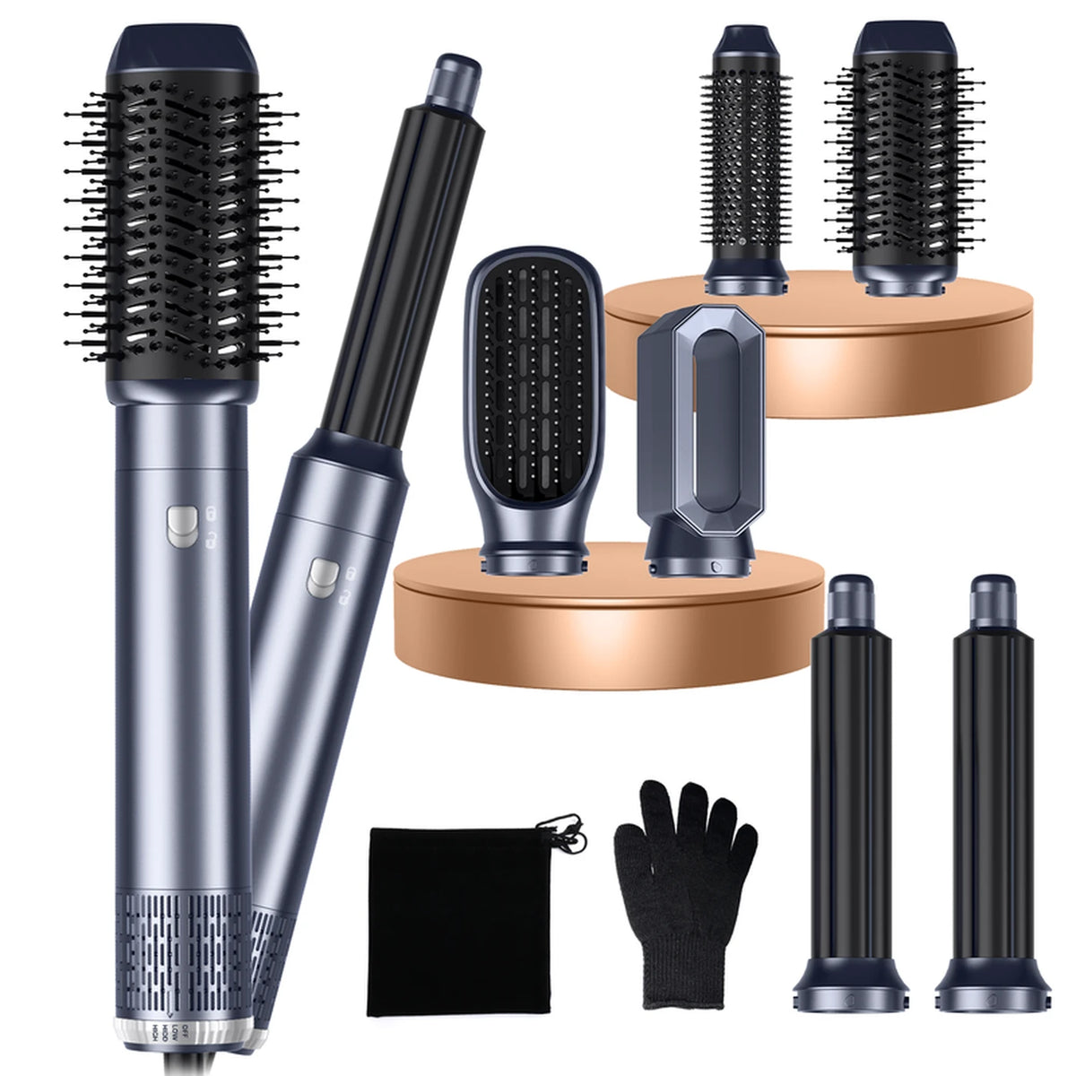 Atopskins Appareil de coiffure 6 en 1 Volume & Brillance - Sèche-cheveux, brosse à boucler et brosse à lisser