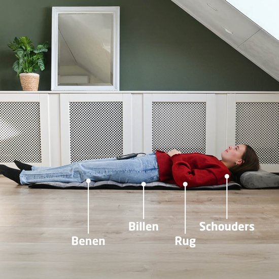 BREND BR-2230 Tapis et coussin de massage électrique - Matelas de massage avec chaleur, 5 modes de vibration et 3 intensités - Coussin de massage - 170X55 CM - Gris