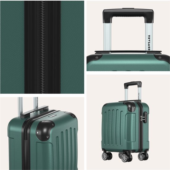 Valise cabine TRVLMORE - 40 x 30 x 20 cm - À placer sous le siège - 24 L - Serrure à combinaison - 4 roues - Vert foncé