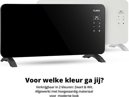 FlinQ Smart Panel Heater with WiFi - Chauffage électrique - Panneau chauffant - Chauffage électrique - Convecteur - Chauffage portable - 2000W - Blanc
