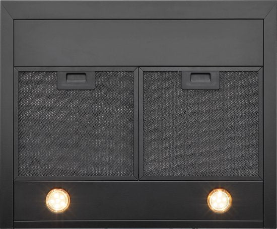Hotte encastrable Inventum AKO6015ZWA 60 cm - Débit d'aspiration 350 m³/h - Convient aux grandes cuisines - 3 vitesses - Spots LED - Évacuation vers l'extérieur et recirculation - Noir