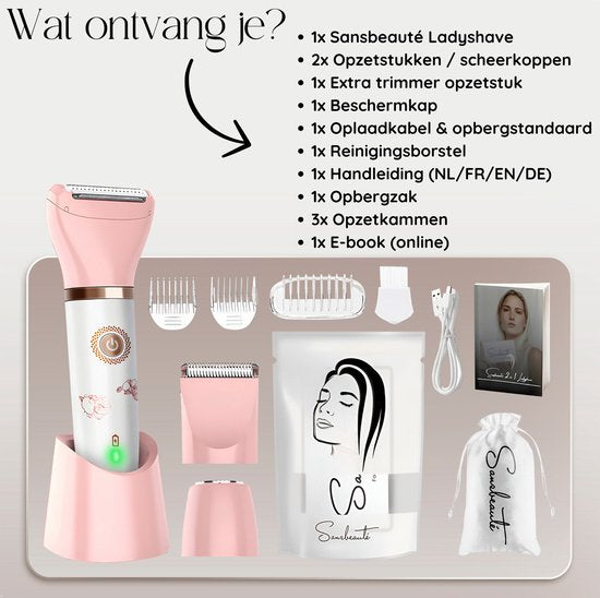 Sansbeauté® 3-in-1 rasoir de femme - électrique - tondeuse - rechargeable par USB