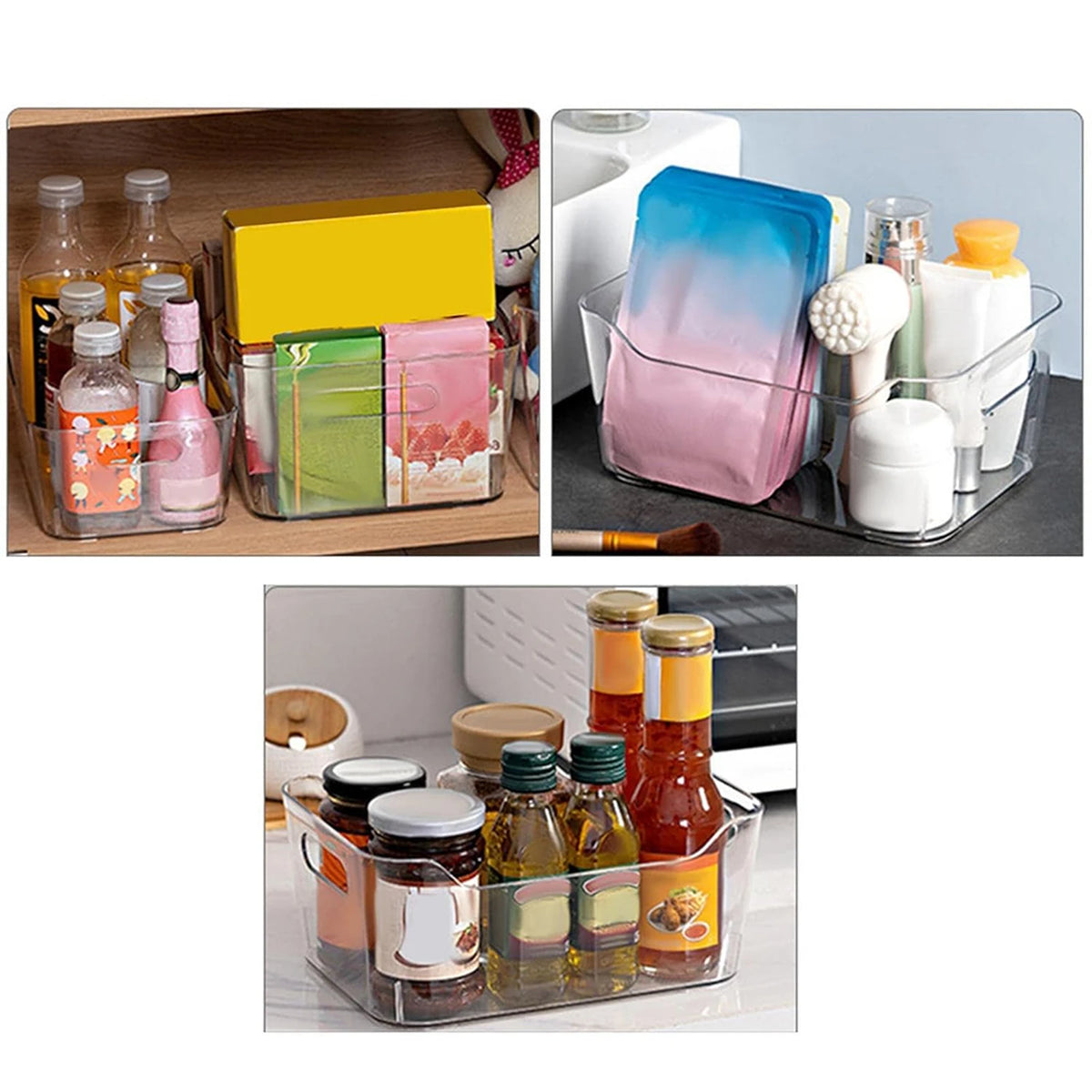 WhereHike : lot de 4 boîtes de rangement transparentes avec poignée – Grand format – Plastique