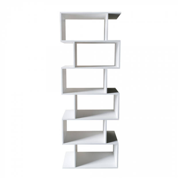 Bibliothèque moderne - Module mural avec cubes empilés - 185 cm de haut - Blanc