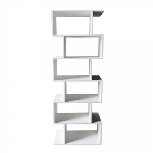 Bibliothèque moderne - Module mural avec cubes empilés - 185 cm de haut - Blanc