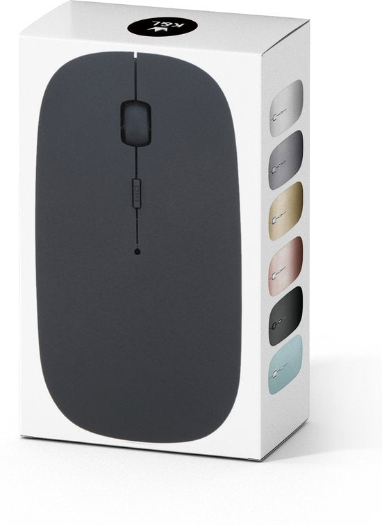K&L Wireless Mouse - Souris sans fil Bluetooth pour ordinateur portable - Silencieuse - Rechargeable - Grise