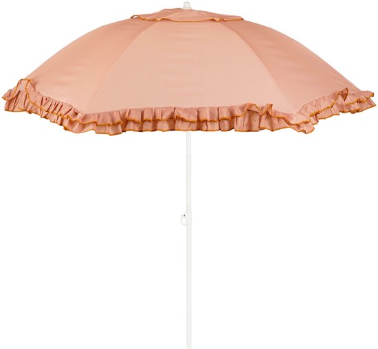 Mica Decorations : parasol inclinable à volants - Parasol à mât 238 x Ø 195 cm - Parasol de jardin ou de balcon - Polyester, acier - Pêche