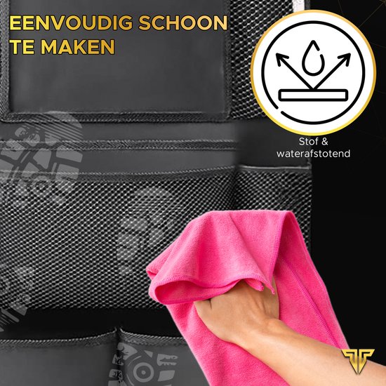 Toivo Set of 2 Luxury Car Seat Organiser - Water-repellent Oxford Material - Black - Tablet Holder - Car Organizer