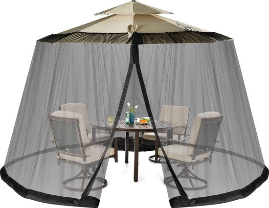 Moustiquaire réglable pour parasols de 250-300 cm, protection contre les insectes avec 2 portes, base remplissable, moustiquaire, moustiquaire.