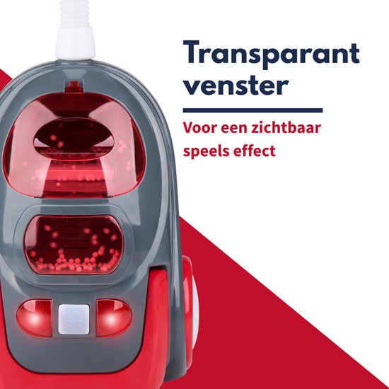 Aspirateur jouet Dirt Devil avec tuyau - avec effets sonores et particules tourbillonnantes - Jouet de nettoyage sans fil pour garçons et filles à partir de 3 ans - 88 x 15 x 12,5 cm - Rouge/Gris