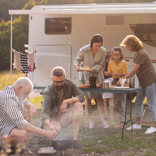 LifeGoods Table pliante - 180 cm - Table de camping - 6 à 8 personnes - Table pliante - Noir