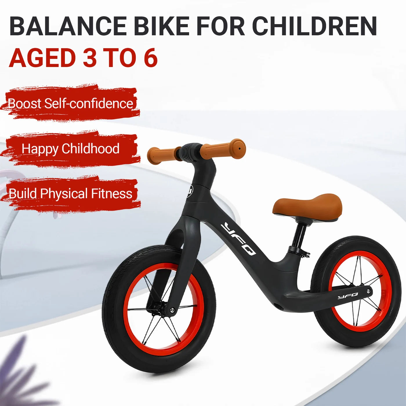 Vélo sans pédales Neuleb KB003 - Noir - De 3 à 6 ans - Selle réglable - Pneus anti-crevaison - Avec béquille - Léger