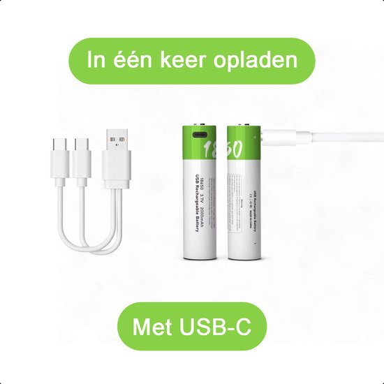 2-Pack Tech Essentials® 18650 USB-C Batteries rechargeables - Li-ion 3.7V - 2000mAh - Bouton - Batterie - Lithium