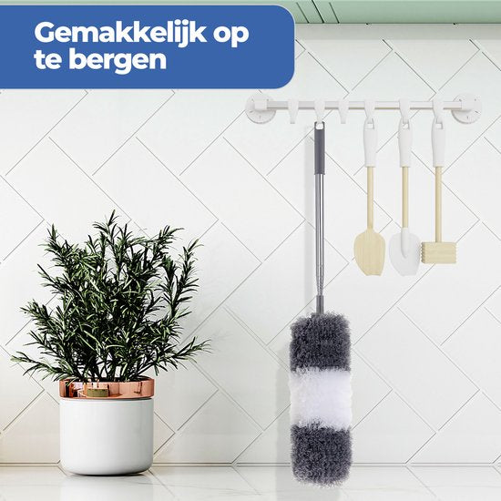 Roegaarden Pelle à poussière extensible - Avec manche télescopique - Jusqu'à 2,5 mètres - Divers accessoires - Facile à ranger