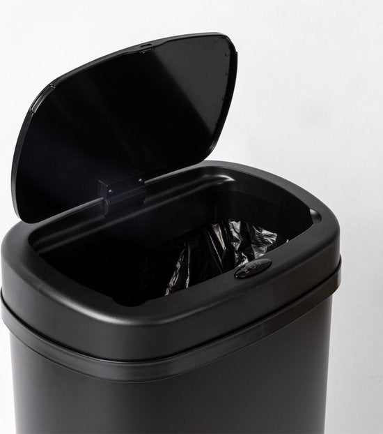 Poubelle à capteur - 50 L - Fermeture en douceur - Sans traces de doigts - Choix hygiénique - Noir