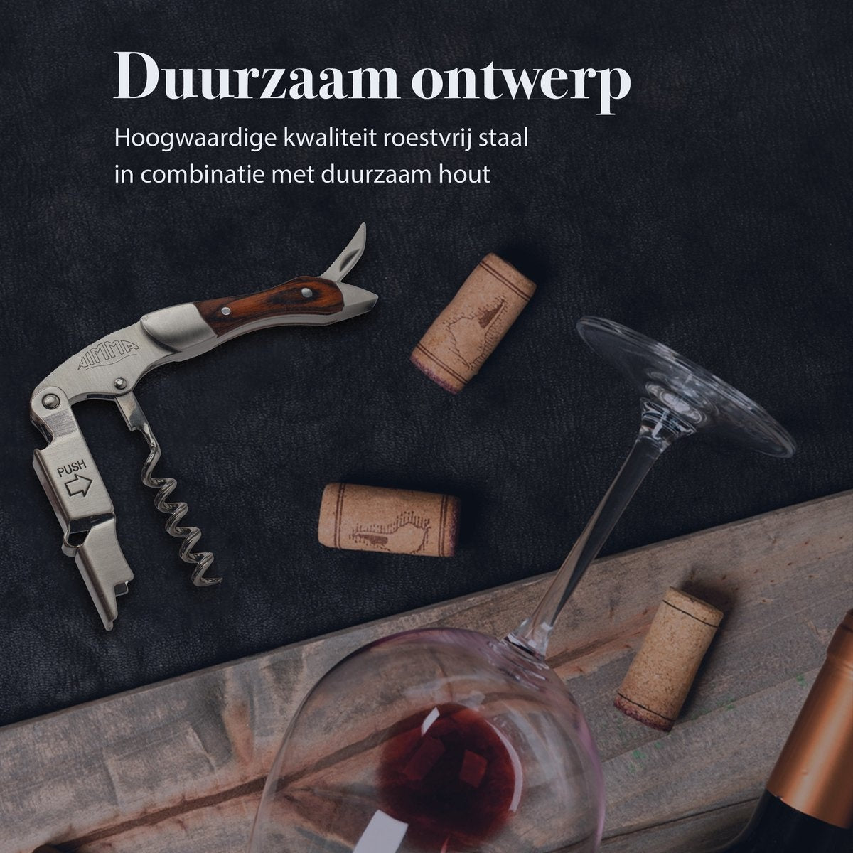 Nimma® Tire-bouchon - Multifonctionnel - Ouvre-bouteille - Couteau de serveur - Accessoires pour le vin et la bière - Ouvre-bouteille - acier inoxydable