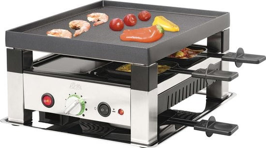 Appareil à raclette et à pierrade - Solis 791 - 5 en 1 pour 4 personnes - Argent/Noir