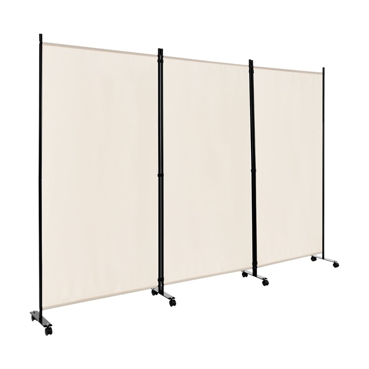 Coast 180 cm séparateur d'espace sur roues pliable paravent avec 3 panneaux librement combinés blanc