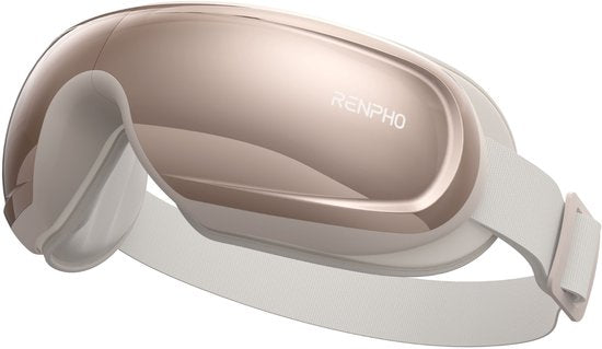 Appareil de massage pour les yeux RENPHO Eyeris 3 - Pour le contour des yeux et les tempes - Fonction chaleur et option rafraîchissante - Avec commande vocale et Bluetooth - Différentes intensités - Or rose