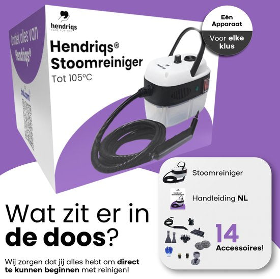 Nettoyeur vapeur Hendriqs® XL 105 °C - Nettoyeur vapeur 1,5 L pour cuisine, salle de bains et barbecue - Nettoyeur vapeur à main - Appareil de nettoyage à vapeur - Nettoyeur vapeur portable - Nettoyeur à vapeur - Machine de nettoyage - Nettoyeur de taches