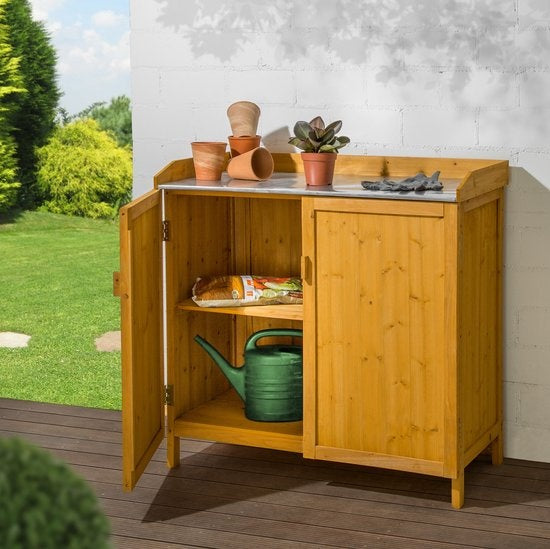 tectake - Table de jardin Armoire de jardin - table avec armoire inférieure - 404564