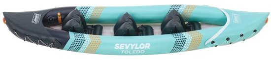 Kayak Sevylor Toledo – kayak familial pour 2 à 3 personnes – très stable – sièges réglables et amovibles – sac de rangement inclus