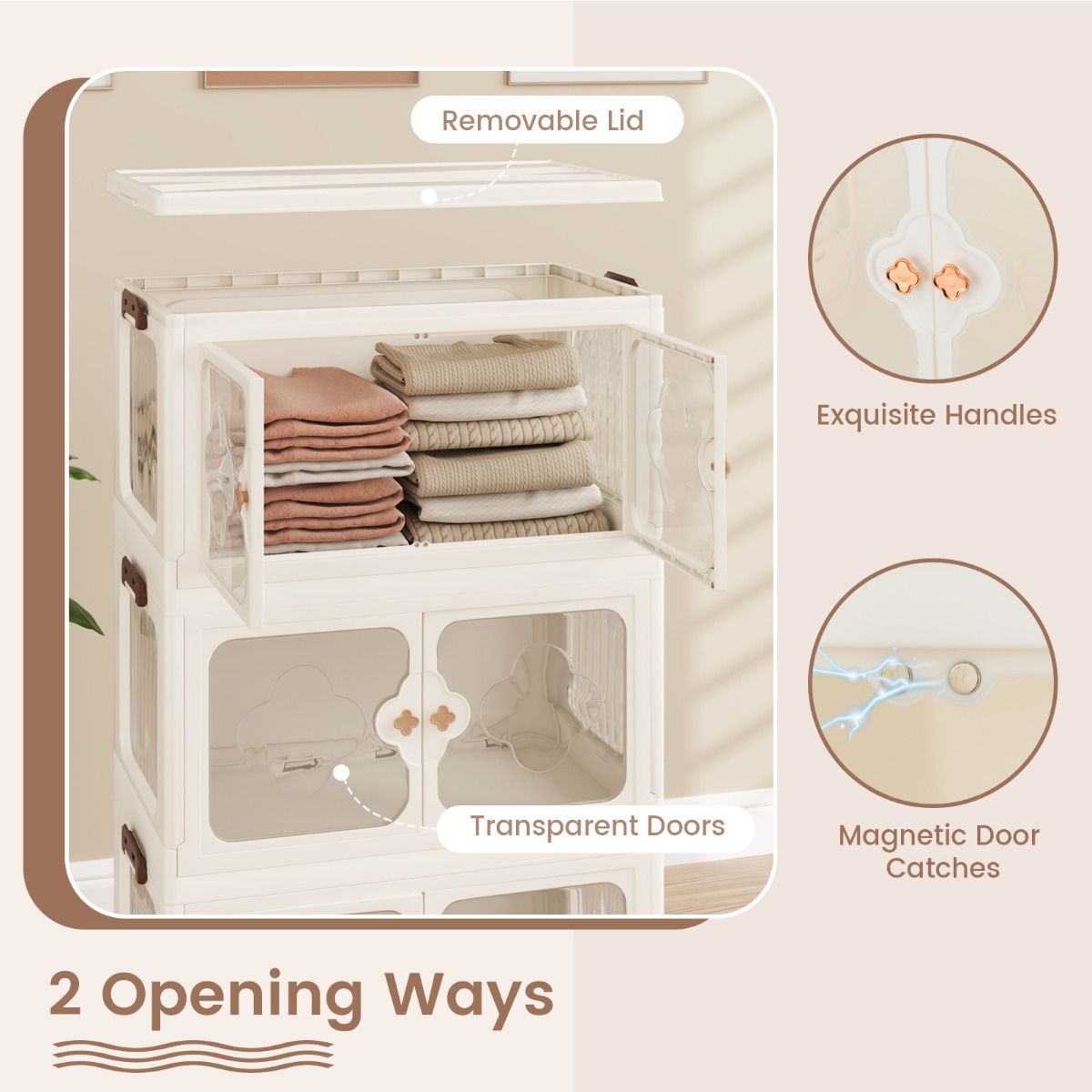 coast Bac de stockage 159L avec couvercle - 59,5 × 35,5 × 99 cm - Blanc - Pliable - Empilable - Avec roues