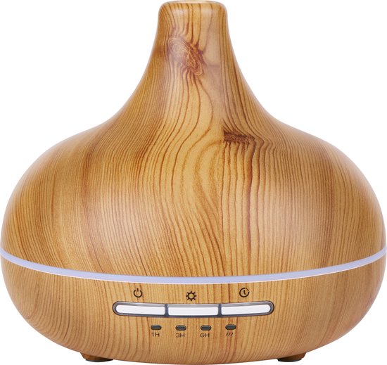 Grundig Aroma Diffuseur Humidificateur 300ml- Diffuseur de parfum électrique avec éclairage LED et minuterie - Aromathérapie avec huiles essentielles - Diffuseur de parfum sans fil - Bambou
