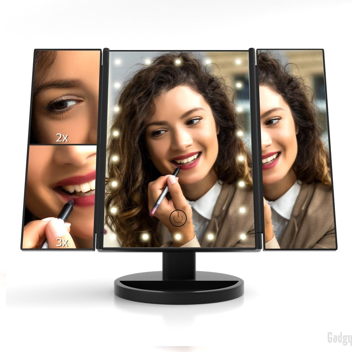 Gadgy Make Up Spiegel met Verlichting - Cosmetica Spiegel - Scheerspiegel - Staand met 2 Vergrootspiegels - op Batterijen of USB (kabel incl) - Cadeau voor Vrouw