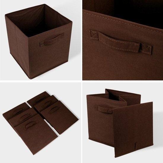 LifeGoods Organiseurs de placards - 6 pièces - 20L - Textile - Brun