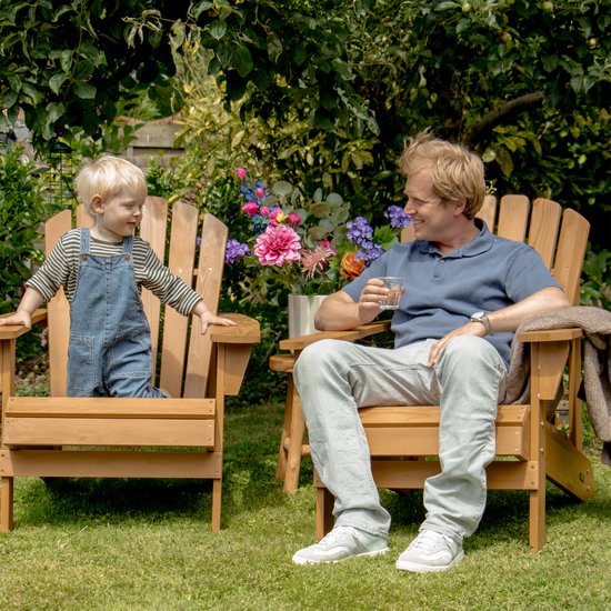 Chaise AXI Carmen Adirondack marron – Fauteuil de détente en bois avec accoudoirs – Dossier haut – 90,5 x 78,4 x 93 cm