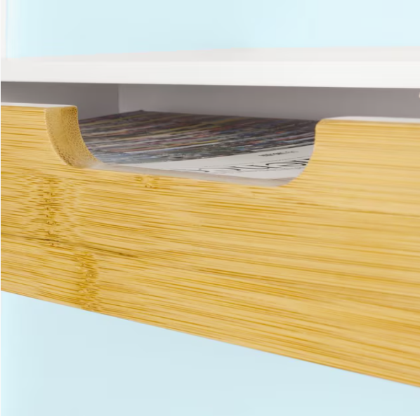 SoBuy Etagère flottante - Etagère murale - Bambou - Blanc - L40xL24.5xH8cm